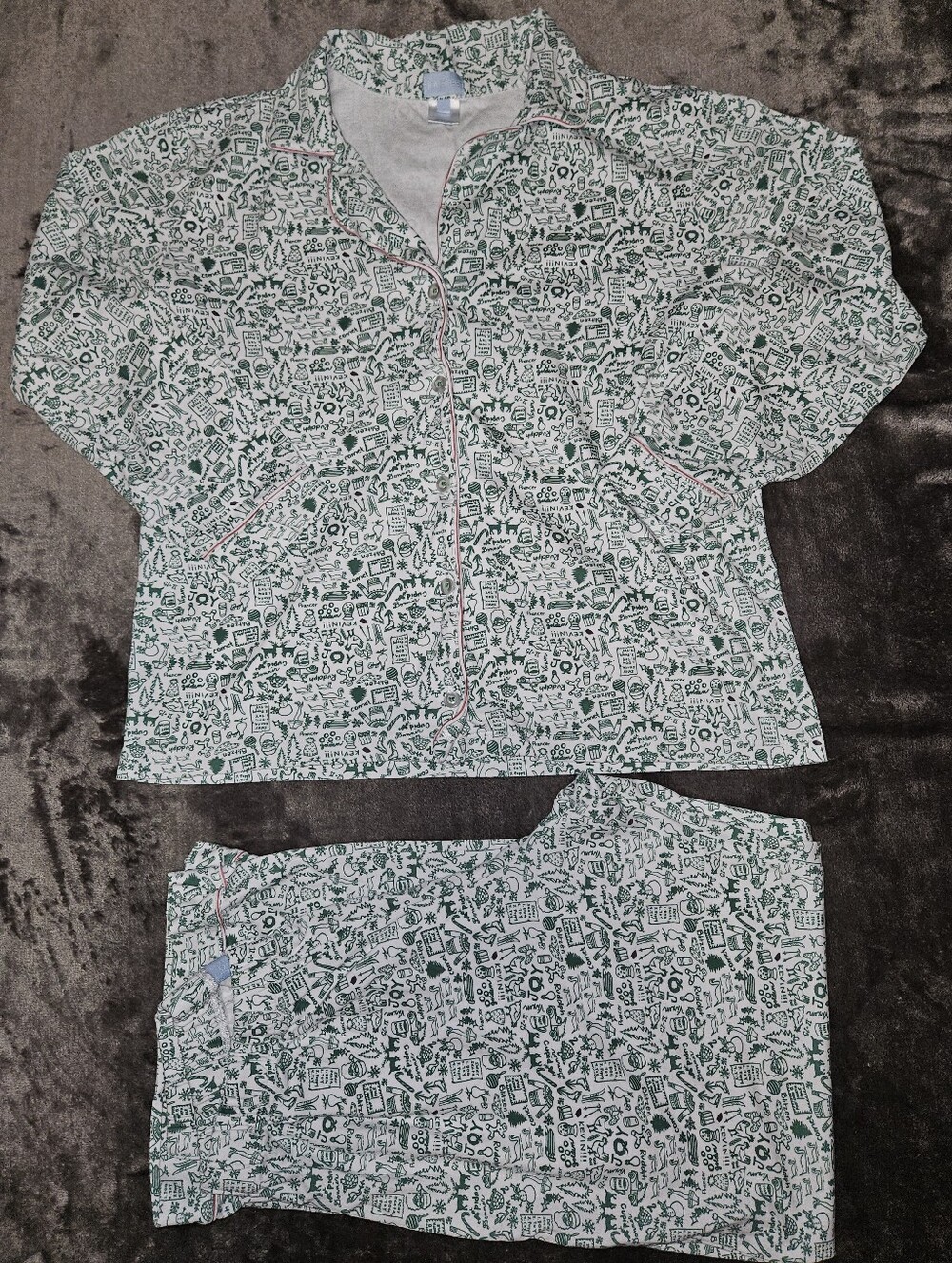 Joy Street Pima Cotton Christmas Doodle Print Pajama Set Holiday S Home Alone